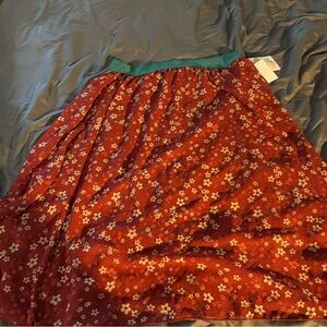 Lularoe Lola medium new with tag Floral Red A-Line Women's Skirt